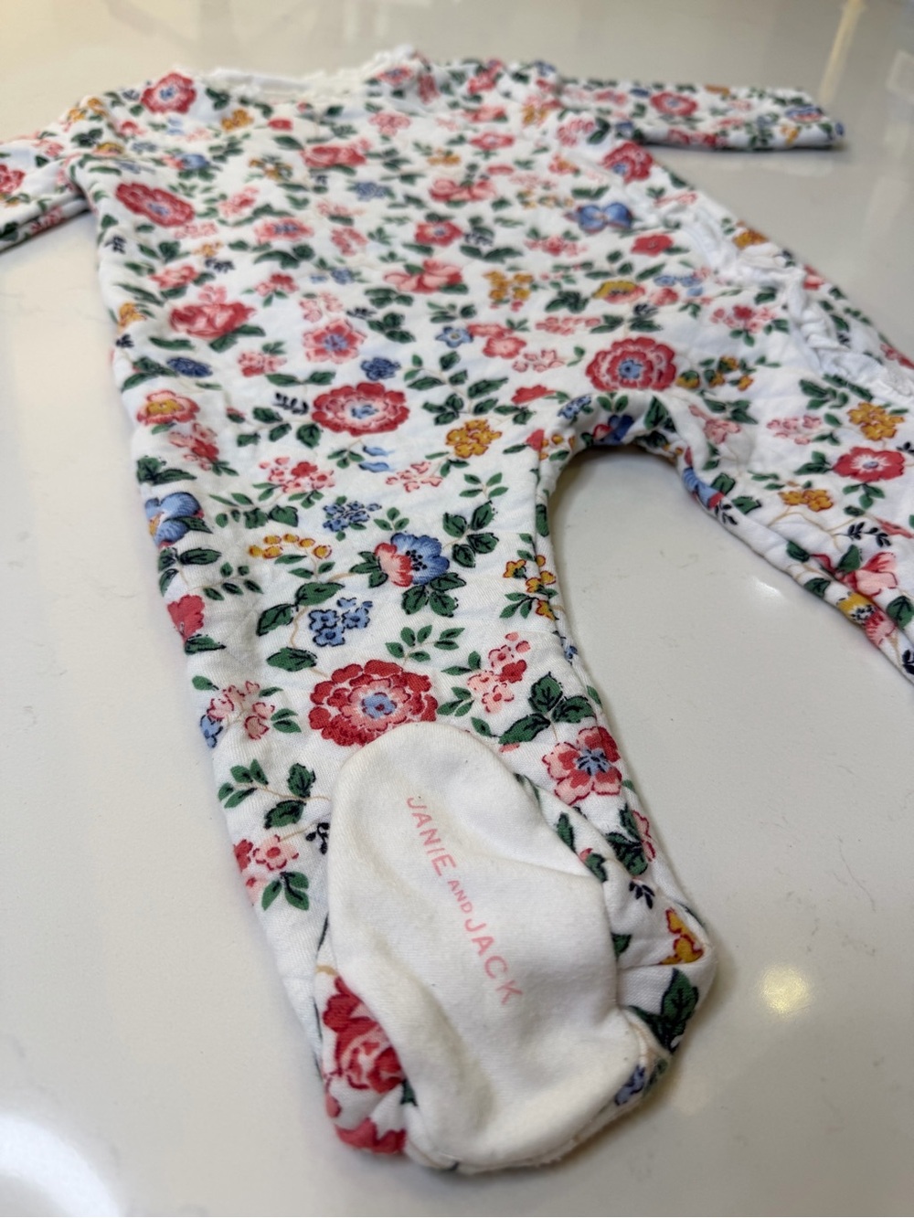 Janie and Jack 6-9M Quilted Floral Footed Romper Ruffle One Piece